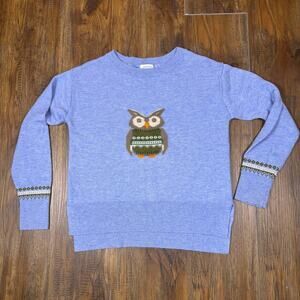 Sundance Catalog Intarsia Blue Owl Wise Owl Sweater XXS MSRP $118 Wool Nylon